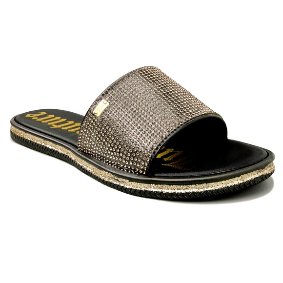 Juicy Couture Shoes - Juicy Couture Yummy Slides - Black and Gold!  NWT!!!
